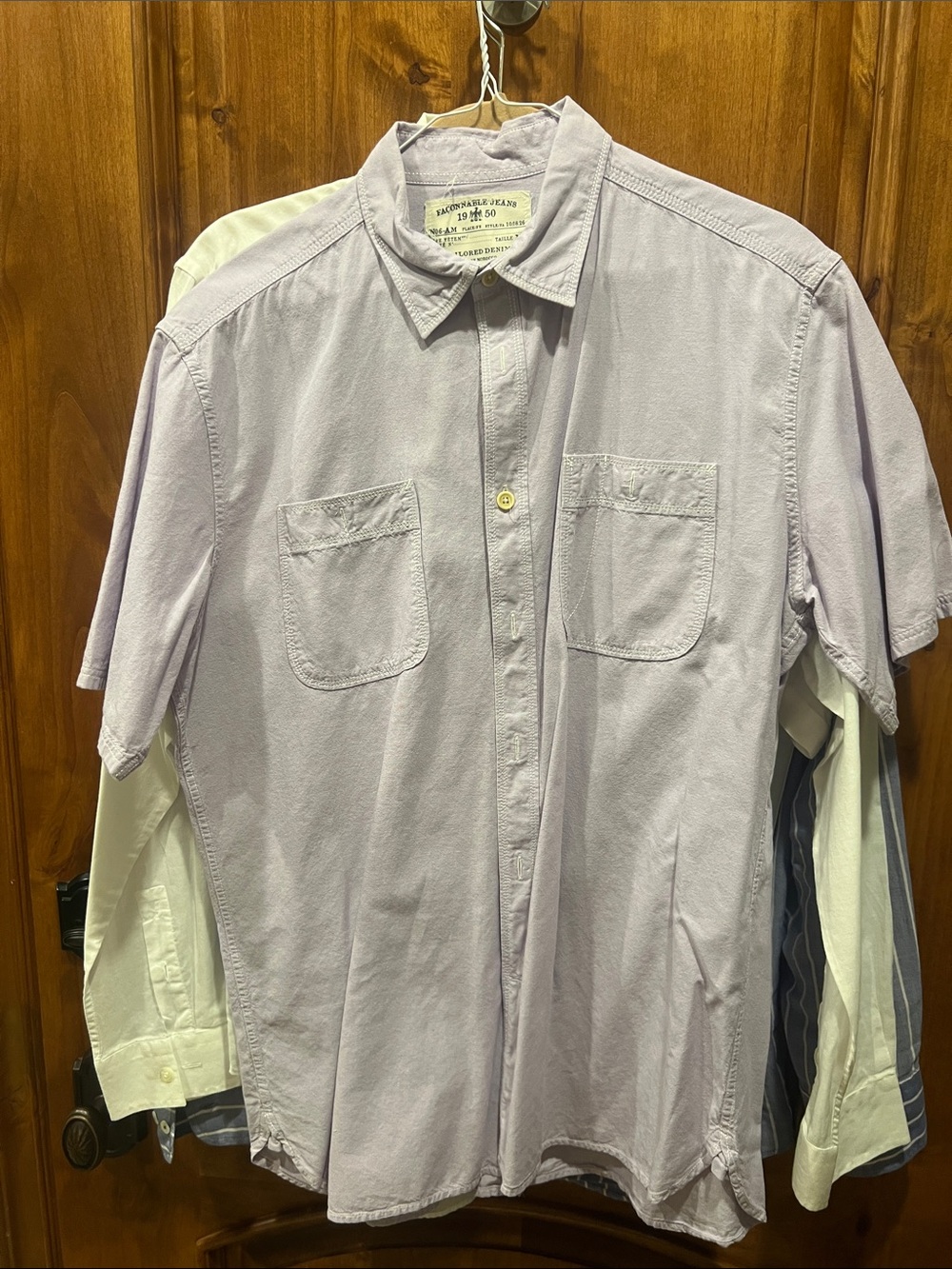 Faconnable Light Lavender Short-Sleeve Button-Down Shirt